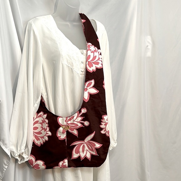 ROXY Y2K Style Pink Floral Tie Bag New with Tags Quirky Boho Purse Rare Find - Picture 1 of 8